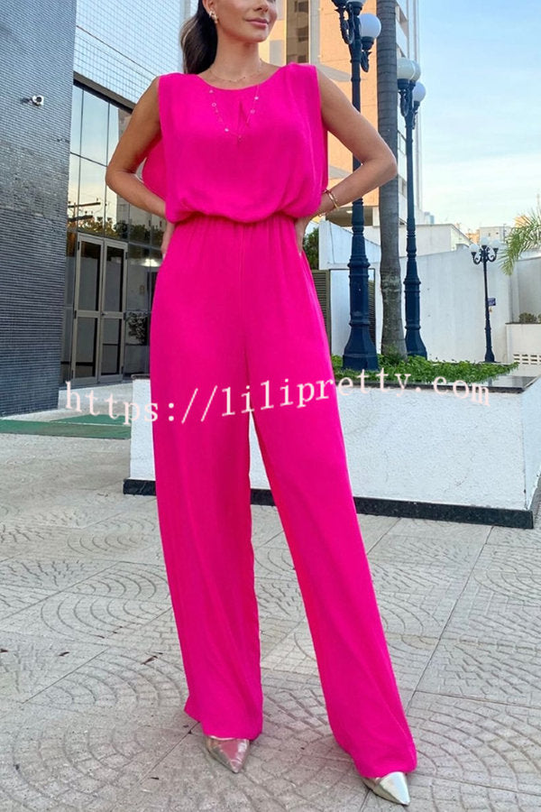 Lilipretty So Easy To Chic Elastic Waist Lace-up Back Jumpsuit