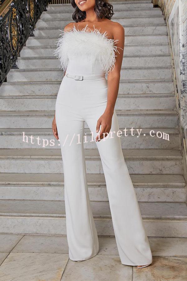 Lilipretty Feather Tube Top Jumpsuit