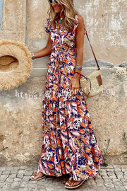 Lilipretty Pursue Your Passion Floral Ruffle Sleeve Maxi Dress