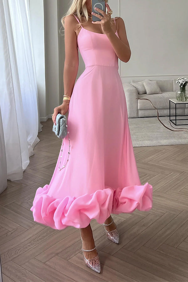 bustier party dress Strapless Bustier A Line Midi Dress Pink