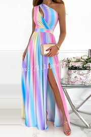 Lilipretty Jolie Floral One Shoulder Cutout Slit Maxi Dress