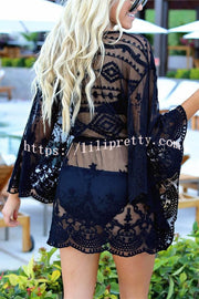 Lilipretty Skylar Embroidered Bell Sleeve Cover-up