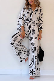 Lilipretty Talk Sweetly Printed Vacation Straight Pants Suit