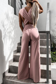 Lilipretty End of Story Solid Color Halter Jumpsuit