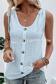 Lilipretty All about Spring Button Up Hollow Out Tank Top