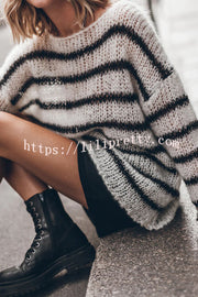 Lilipretty Time for Warmer Layers Fluffy Stripes Relaxed Knit Sweater