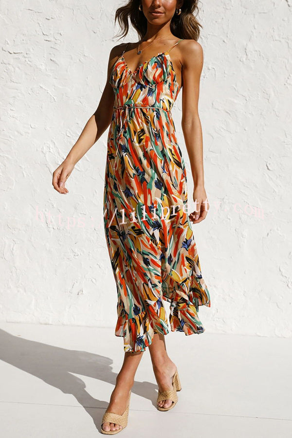 Lilipretty Stay Amazing Colorful Printed Midi Dress