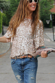 Lilipretty Such A Beauty Sequin Loose T-shirt