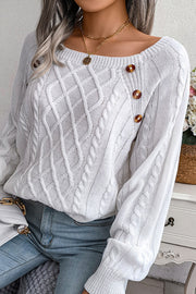 Lilipretty Sweet Life Button Cable Knit Sweater