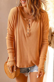 Lilipretty So Much More Button Waffle Knit Top