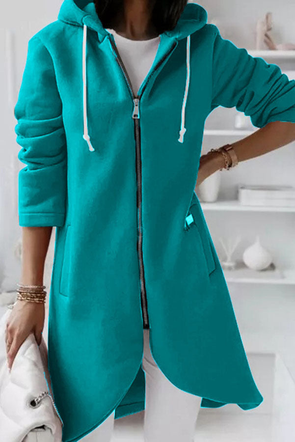 Juliana Solid Color Zip Up Hooded Coat – lilipretty