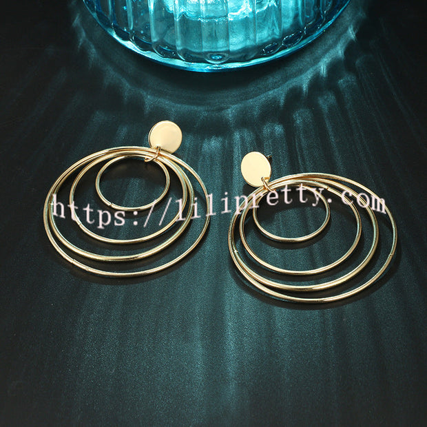 Lilipretty Layered Geometric Hoop Gold Earrings