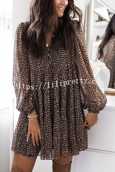 Lilipretty Dreamy Days Leopard Print Babydoll Mini Dress