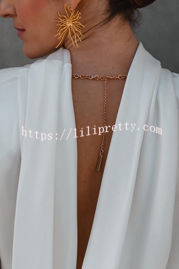Lilipretty Lilipretty Secret of Elegance Satin Back Chain Cowl Neck Draped Blouse