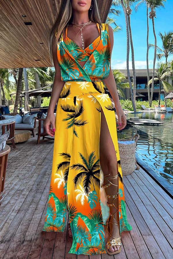 Sweet By The Sea Printed Slit Cover-Up Maxi Dress – lilipretty