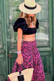 Lilipretty Plan for Paradise Floral Smocked Waist Maxi Skirt