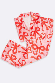 Lilipretty Give You A Surprise Gift Bow Printed Elastic Waist Pocketed Pajama Set