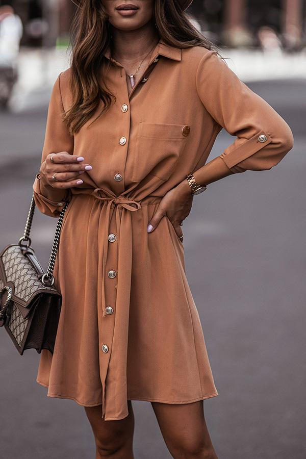 Lilipretty The City Pocketed Button Down Shirt Dress